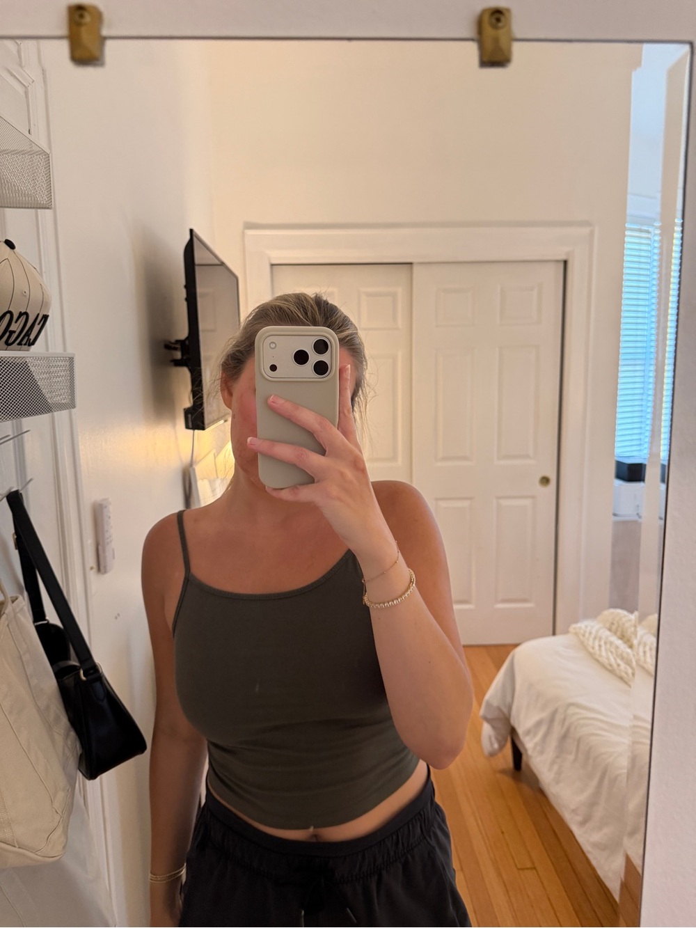wild fable Olive Green Slim-Strap Cropped Tank